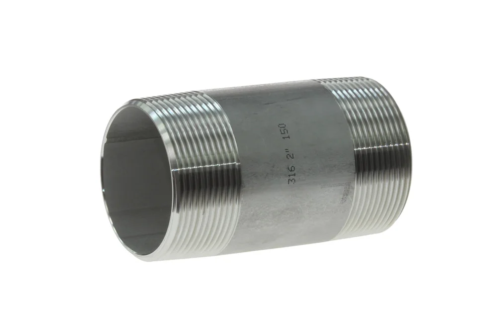 Double nipple with BSPT male thread, stainless steel, type VT127