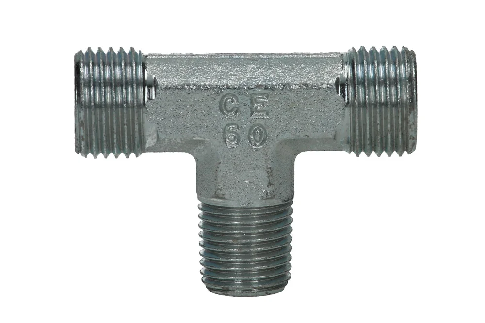 Screw connection tee DIN 2353 with GZ BSPT, zinc-plated carbon steel, type TE-BT