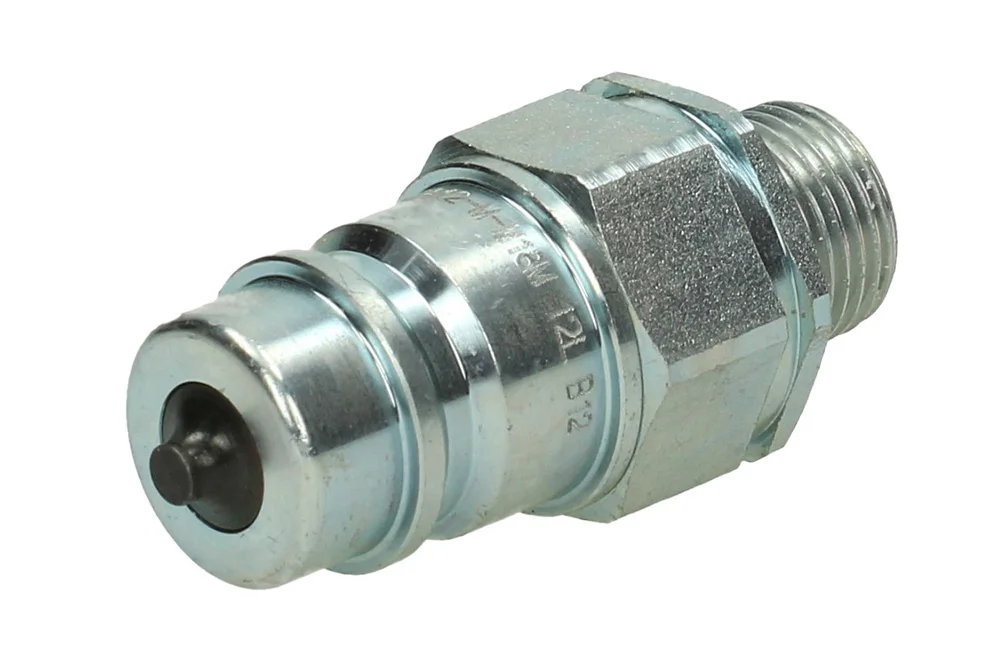 ISO-A hydraulic quick connect plug with METRIC FITTING with valve, type IA