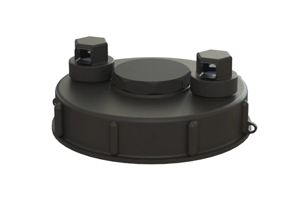 Quick-fill lid for IBC pallet container with vent, polypropylene