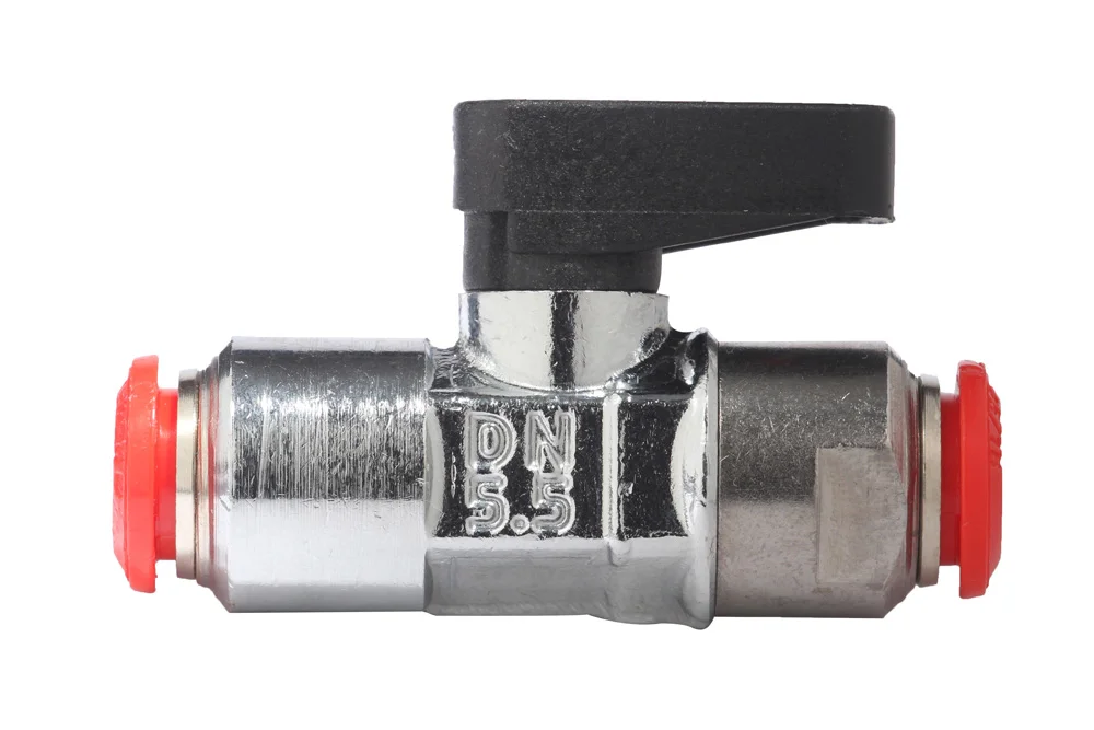 Mini ball valve with plug-in hose connection, brass, type 6560