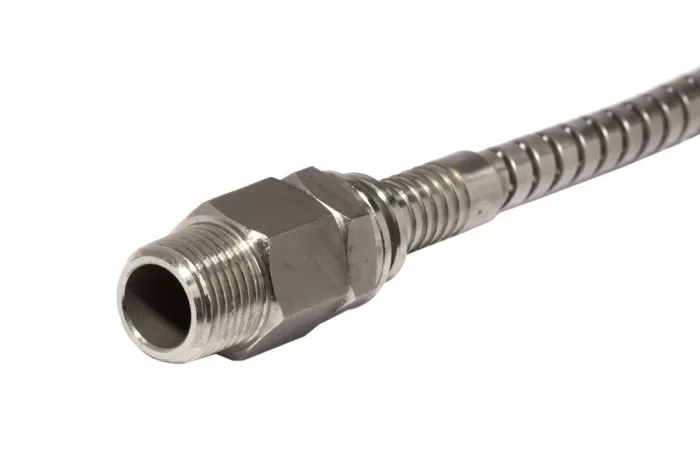Rotary end with GZ BSPT and anti-bending spring, stainless steel, type AK