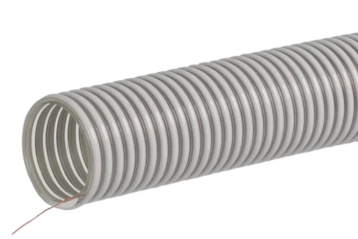 Abrasion-Resistant PU Suction Hose with Copper Wire for Plastics, Granules & Abrasives, Smooth Interior, Corrugated Exterior, -5°C to +60°C