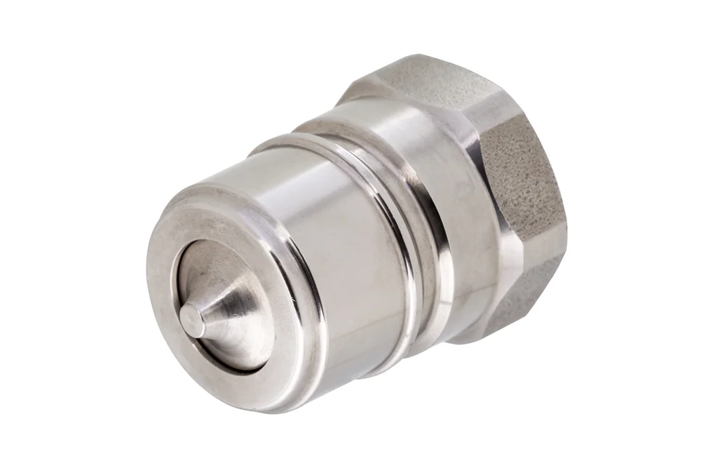 Hydraulic quick coupling with valve, plug with GW BSP, stainless steel, CEJN 526
