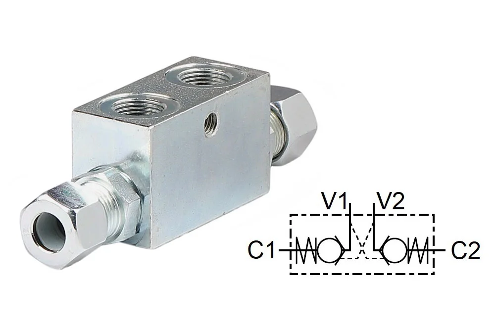 Non-return valve to prevent spontaneous movement of the actuator, galvanized steel, type VRDE