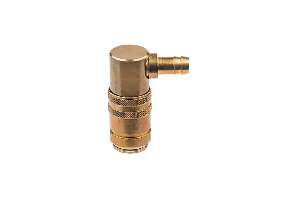 Socket 90° DN 9 quick coupling with hose end, TST 090 series, brass