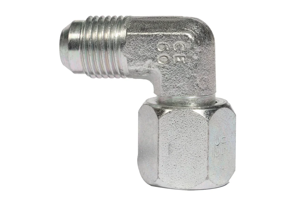 JIC 90° adjustable angle nipple with GZ/GW UNF in carbon steel, type EVW