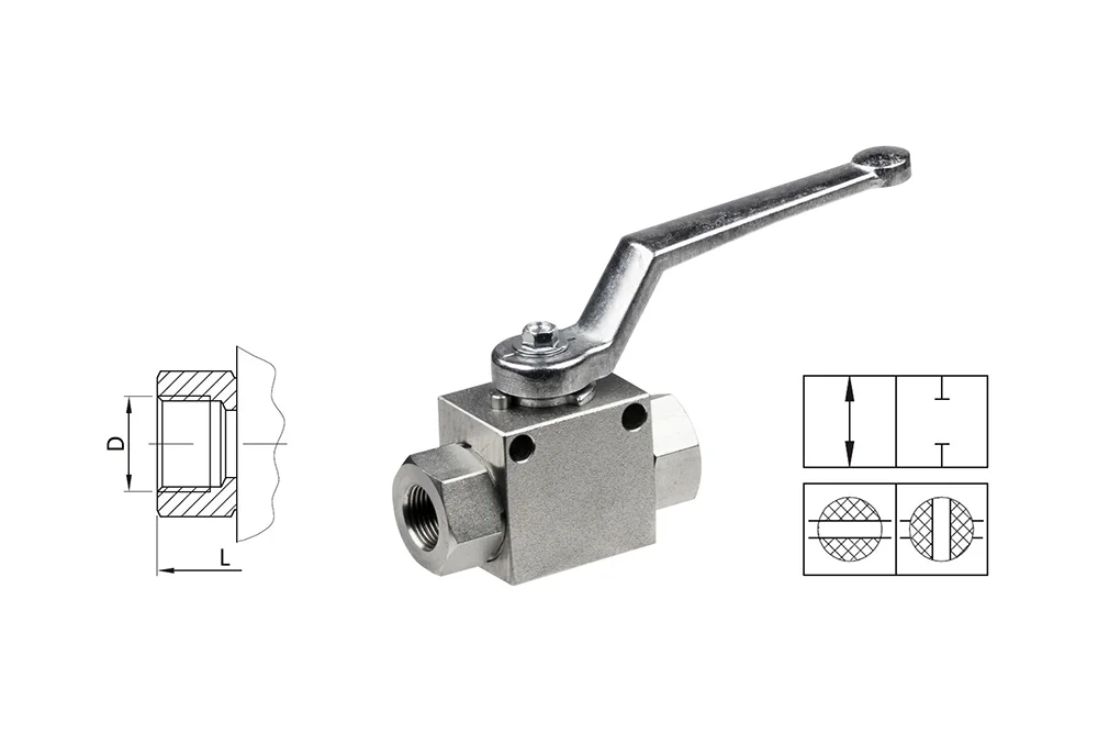 Hydraulic two-way valve with BSP female thread, type BKHX