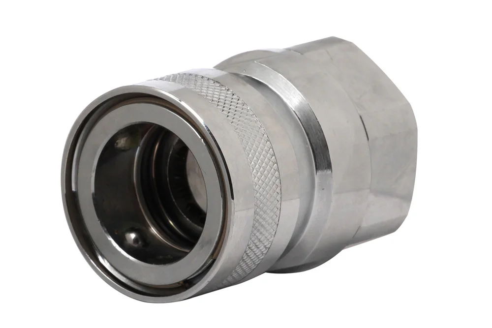 NiTO 1" water quick connector socket with GW and shut-off valve, brass