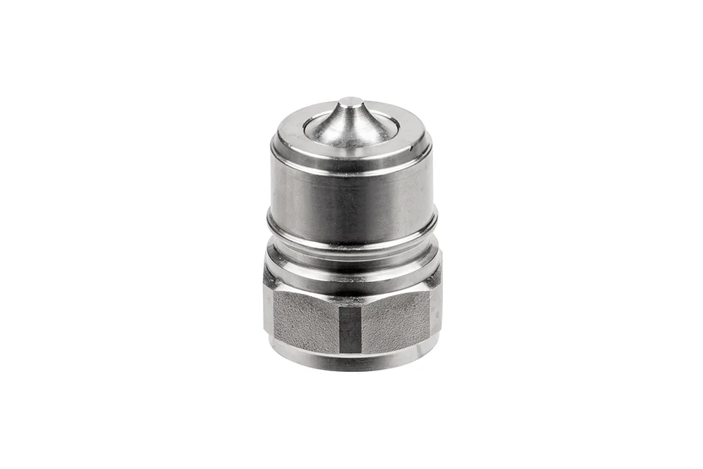 Hydraulic quick coupling with valve, plug with GW BSP, stainless steel, TEMA STANDARD
