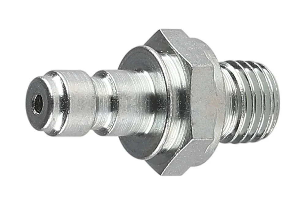 Measuring plug DN 1.2 with plastic or metal end cap and male thread, TEMA 100