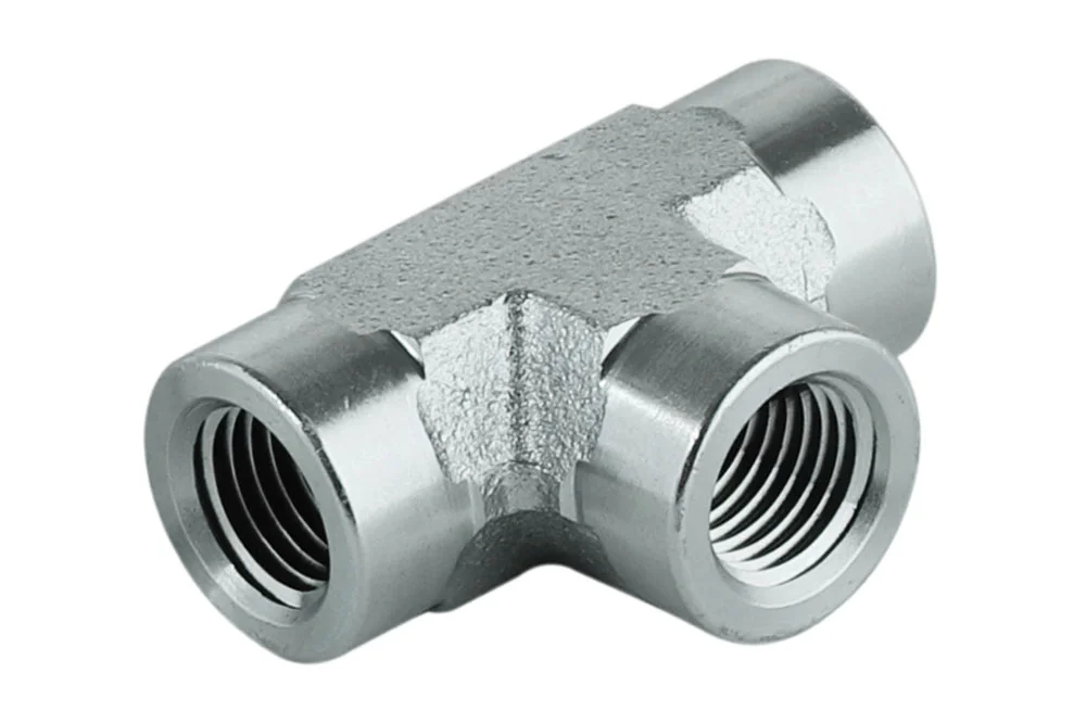 Adaptor - T-piece with NPT female thread, carbon steel, type A309